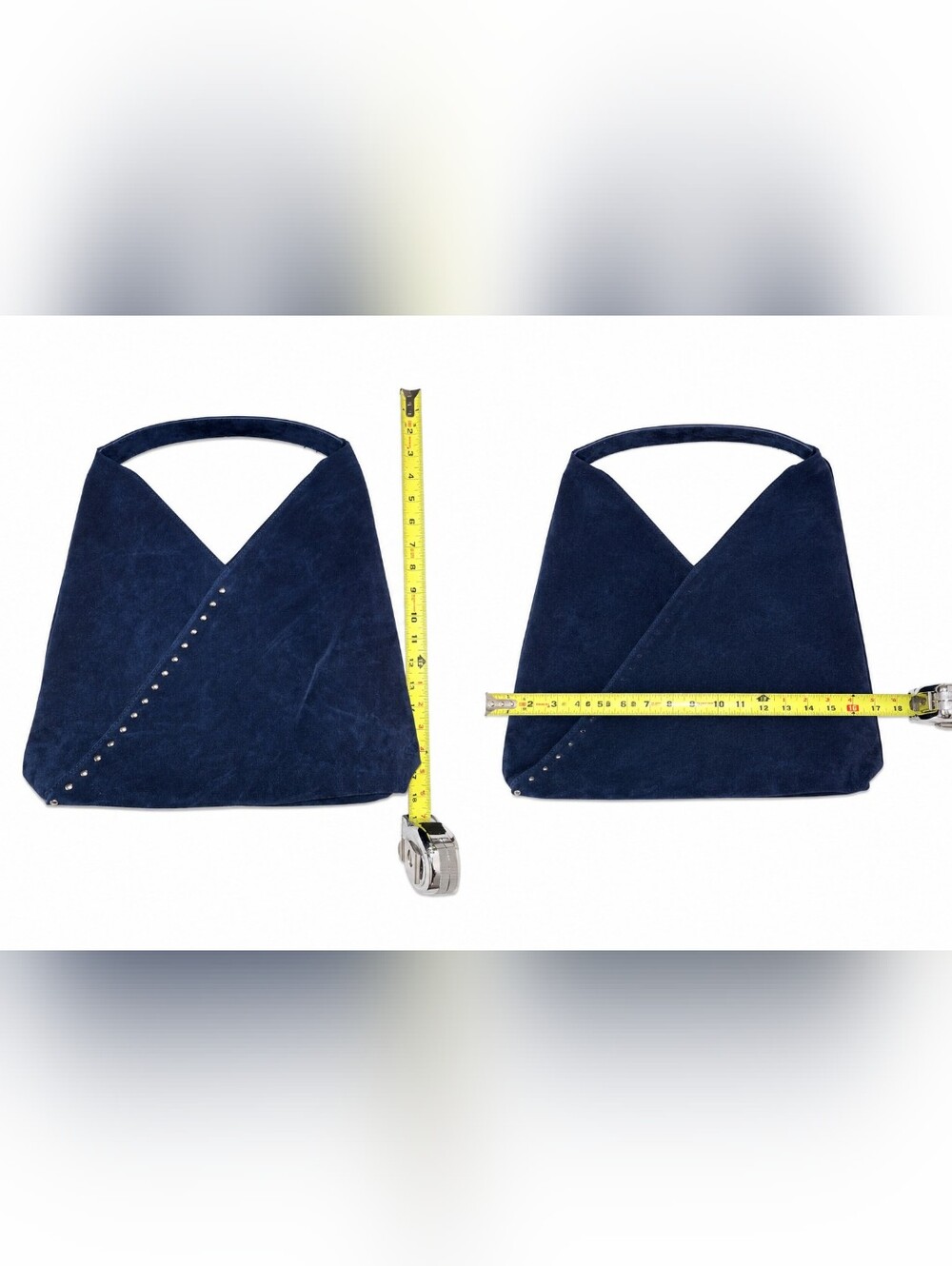 Suede Navy Hobo Bag with Stud Accent